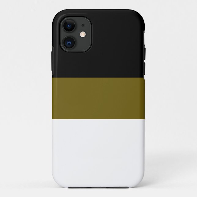 Schwarzes goldenes Olive Weiße Streifen Case-Mate iPhone Hülle (Rückseite)