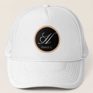 Schwarzes & goldenes personalisiertes Initial-Name Truckerkappe