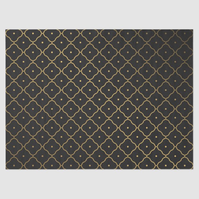 Schwarzes goldenes Quatrefolienpapier Seidenpapier (Vorderseite)