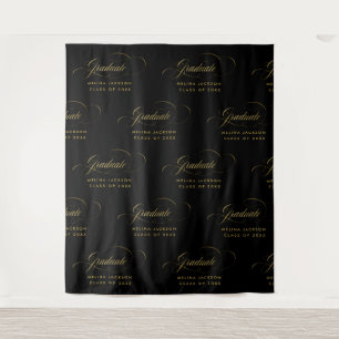 Schwarzes & goldenes Schriftzug Step & Repeat Absc Wandteppich