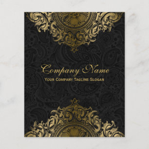 Schwarzes & goldenes Vintage-Blumenornament Flyer