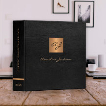 Schwarzes goldfarbenes mit Monogramm Leder