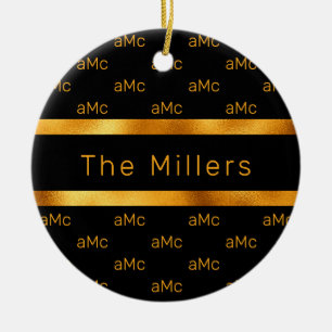 Schwarzes goldfarbenes Paar monogramm elegant Keramik Ornament