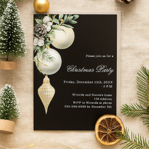 Schwarzes goldfarbenes Weihnachtsgebäck Weihnachts Einladung