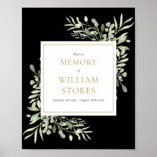 Schwarzes Goldgrünes Trauer Gedenkzeichen Poster