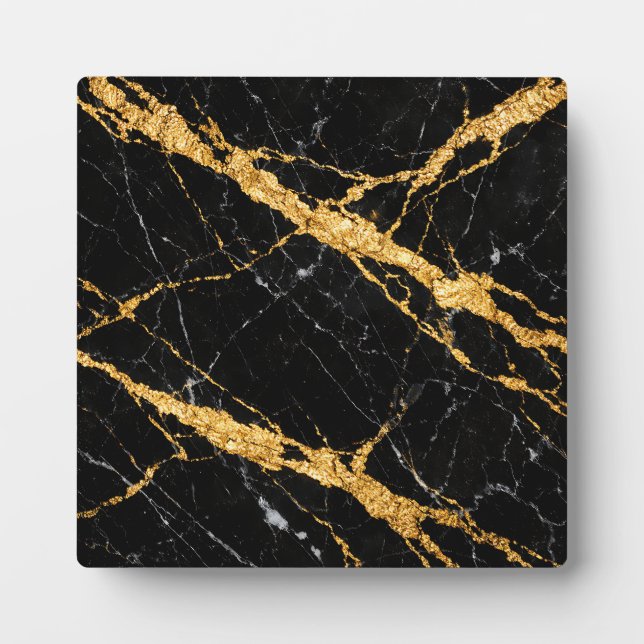 Schwarzes Goldmarmor Luxe-Muster Fotoplatte (Vorderseite)