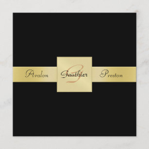 Schwarzes Goldmetallmonogramm-Band-formale Einladung