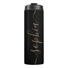 Schwarzes Goldschrift-Custom-Thermal-Tumbler Thermosbecher