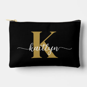 Schwarzes Goldschrift-Monogramm Zubehörtasche