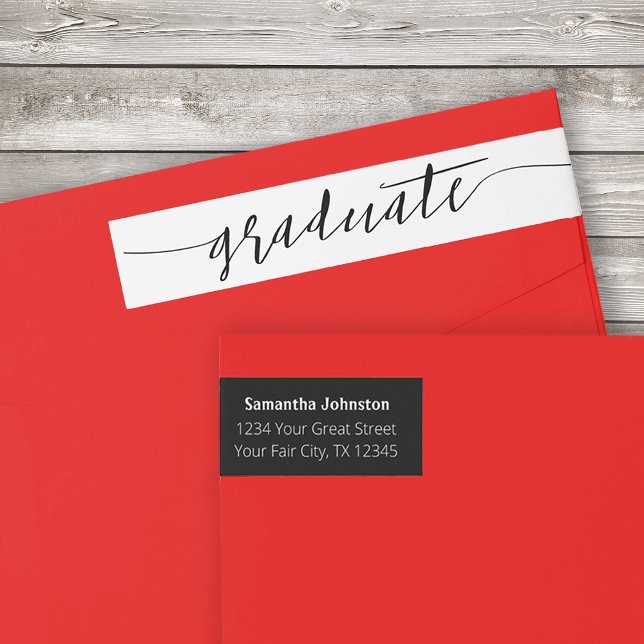 Schwarzes Graduiertenskript Modernes Wrap um Label (Von Creator hochgeladen)