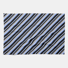 Schwarzes Grau und Farbtöne von blauen Streifen Geschirrtuch