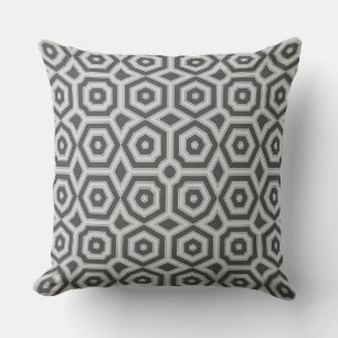 schwarzes graues geometrisches Muster Art Deco Kissen