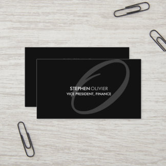 Schwarzes graues modernes elegantes Monogramm Visitenkarte