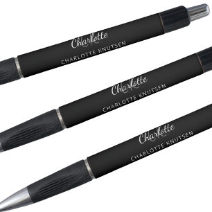 Schwarzes graues Monogramm-Namensschrift Kugelschreiber