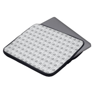Schwarzes graues ornamentales Feder Muster Laptopschutzhülle