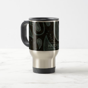 Schwarzes Graues Paisley-Muster Elegant Personalis Reisebecher