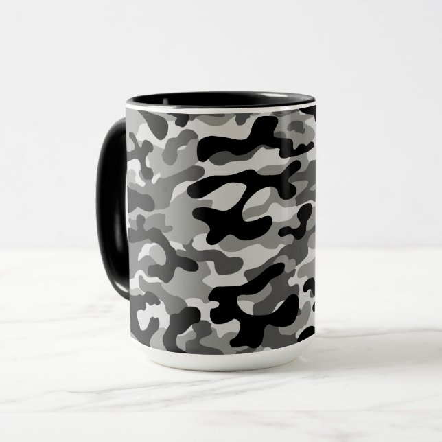 Schwarzes Graues Stadt-Tarnmuster  Tasse (Vorderseite Links)