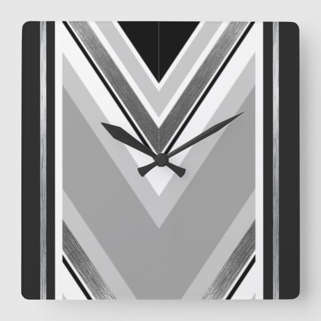 Schwarzes, graues und weißes diagonales quadratische wanduhr (Vorderseite)