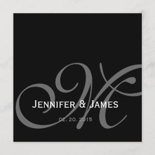 Schwarzes graues Weiß-Monogramm nennt Einladung