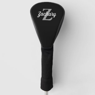 Schwarzes Graues Weißes personalisiertes Monogramm Golf Headcover