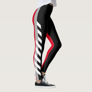 Schwarzes, Grey'n'Red Streifen-Leggings Leggings