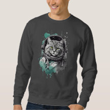 Schwarzes grünes Astronaut Katzen Design