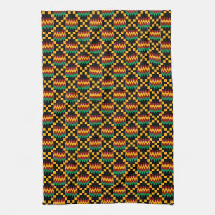 Schwarzes, grünes, rotes und gelbes Kente-Tuch Handtuch
