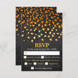 Schwarzes Grunge für Hochzeitsessen im Herbst RSVP Karte