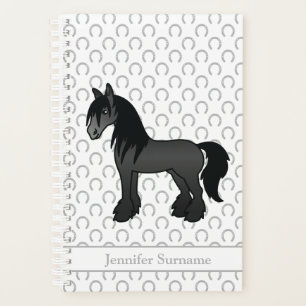 Schwarzes Gypsy Vanner Clydesdale Pferd & Benutzer Planer