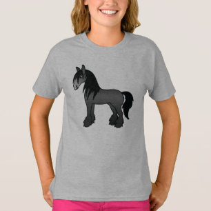 Schwarzes Gypsy Vanner Clydesdale Shire Cartoonpfe T-Shirt