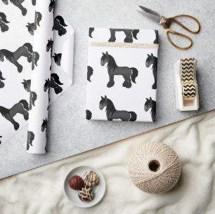 Schwarzes Gypsy Vanner Clydesdale Shire Horse Must Geschenkpapier
