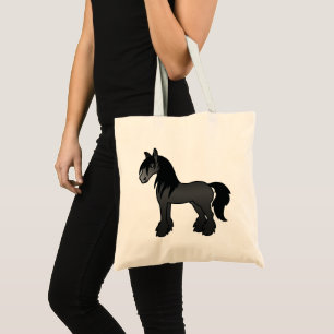 Schwarzes Gypsy Vanner / Shire / Clydesdale Pferd Tragetasche