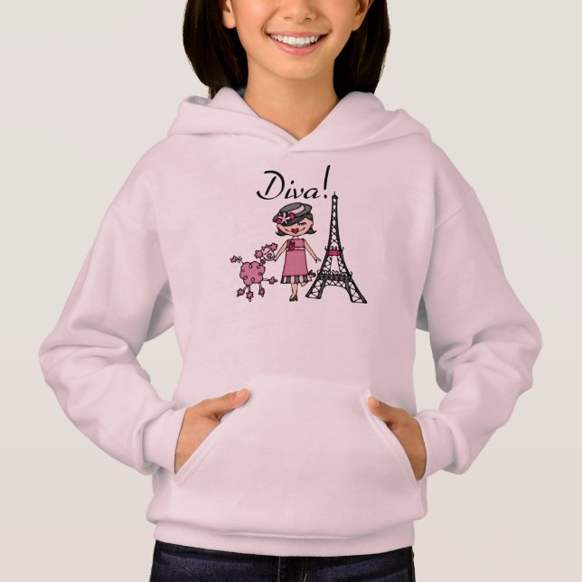 Schwarzes Haar-Diva Hoodie (Vorderseite)
