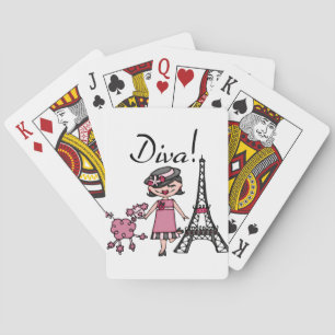 Schwarzes Haar-Diva Spielkarten