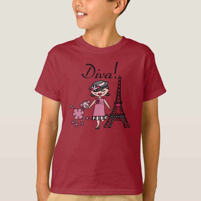 Schwarzes Haar-Diva T-Shirt (Vorderseite)