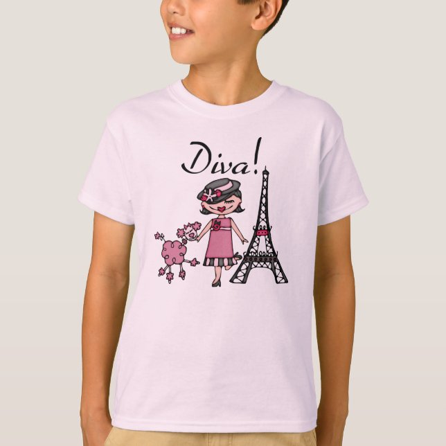 Schwarzes Haar-Diva T-Shirt (Vorderseite)