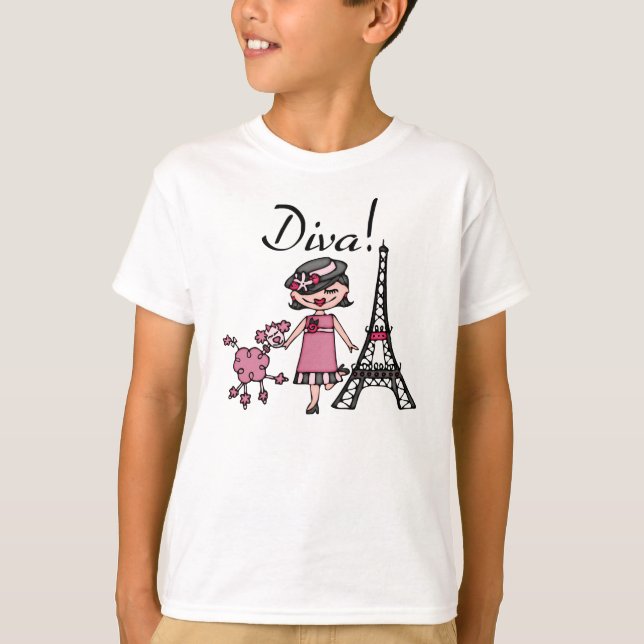 Schwarzes Haar-Diva T-Shirt (Vorderseite)