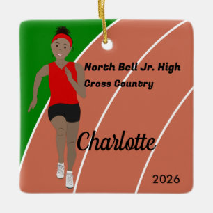 Schwarzes Haar für Track und Field Girl in Rot Keramikornament