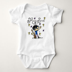 Schwarzes Haar-Jungen-Rockstar Baby Strampler