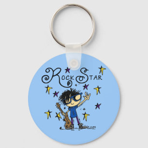 Schwarzes Haar-Jungen-Rockstar Schlüsselanhänger
