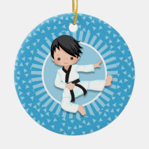 Schwarzes Haar-Karate-Jungen-Judo-Kampfkünste Keramik Ornament