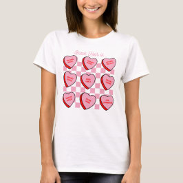 Schwarzes Haar Liebe Valentinstag Candy Heart Tee