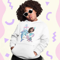 Schwarzes Haar Mermaid Custom Kids Name Pink Girls