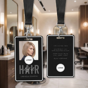 Schwarzes Haar-Stylist-Foto-ID-Abzeichen-Band mit  Ausweis
