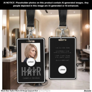Schwarzes Haar-Stylist-Foto-ID-Abzeichen mit Schla Ausweis