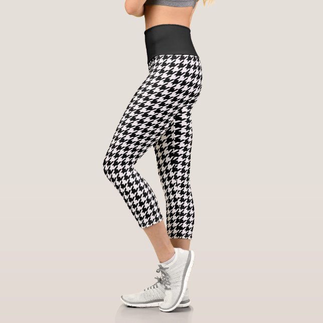 Schwarzes Hahnentrittmuster Capri Yoga Leggings (Links)