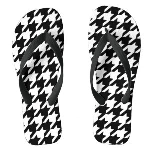 Schwarzes Hahnentrittmuster Flip Flops