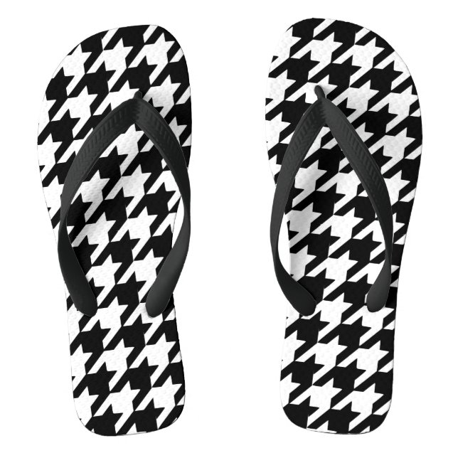 Schwarzes Hahnentrittmuster Flip Flops (Fußbett)