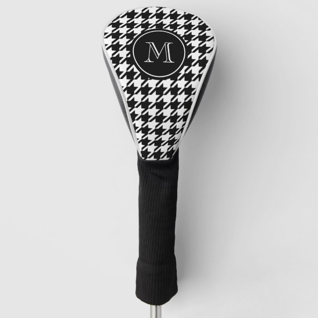 Schwarzes Hahnentrittmuster-Monogramm Golf Headcover (Vorderseite)