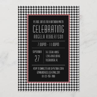 Schwarzes Hahnentrittmuster zum Geburtstag Einladung